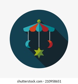Baby crib hanging toy flat icon with long shadow,EPS 10