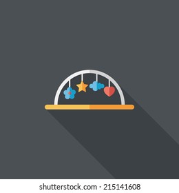 Baby crib hanging toy flat icon with long shadow,EPS 10