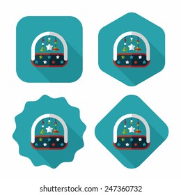 Baby crib hanging toy flat icon with long shadow,EPS 10