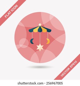Baby crib hanging toy flat icon with long shadow,EPS 10