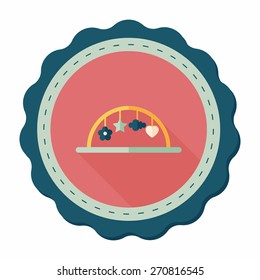 Baby crib hanging toy flat icon with long shadow,eps10