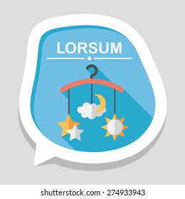 Baby crib hanging toy flat icon with long shadow,EPS 10