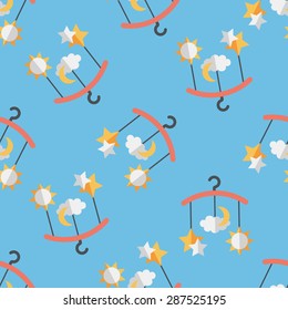 Baby crib hanging toy flat icon,EPS 10 seamless pattern background