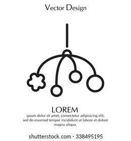 Baby crib hanging toy flat icon, line icon