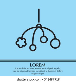 Baby crib hanging toy flat icon, line icon