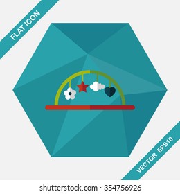 Baby crib hanging toy flat icon with long shadow,eps10