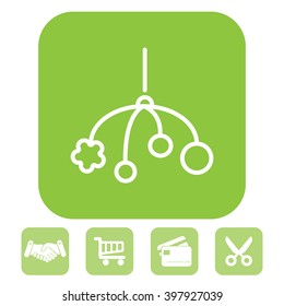 Baby crib hanging toy flat icon, line icon