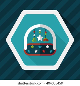 Baby crib hanging toy flat icon with long shadow,EPS 10