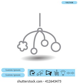 Baby crib hanging toy flat icon, line icon