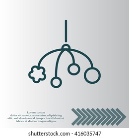 Baby crib hanging toy flat icon, line icon