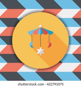 Baby crib hanging toy flat icon with long shadow,EPS 10