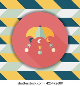 Baby crib hanging toy flat icon with long shadow,EPS 10
