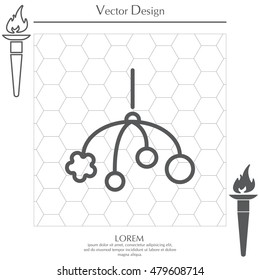 Baby crib hanging toy icon line 