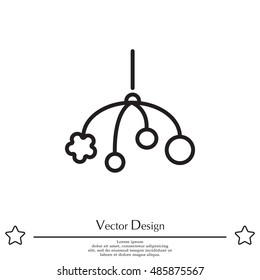 Baby crib hanging toy icon line 