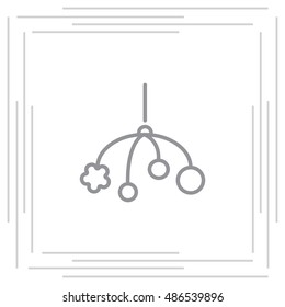 Baby crib hanging toy icon line 