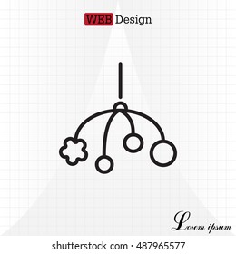 Baby crib hanging toy icon line 