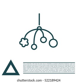 Baby crib hanging toy icon line 