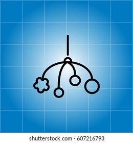 Baby crib hanging toy icon line 