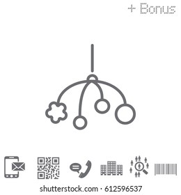 Baby crib hanging toy icon line 