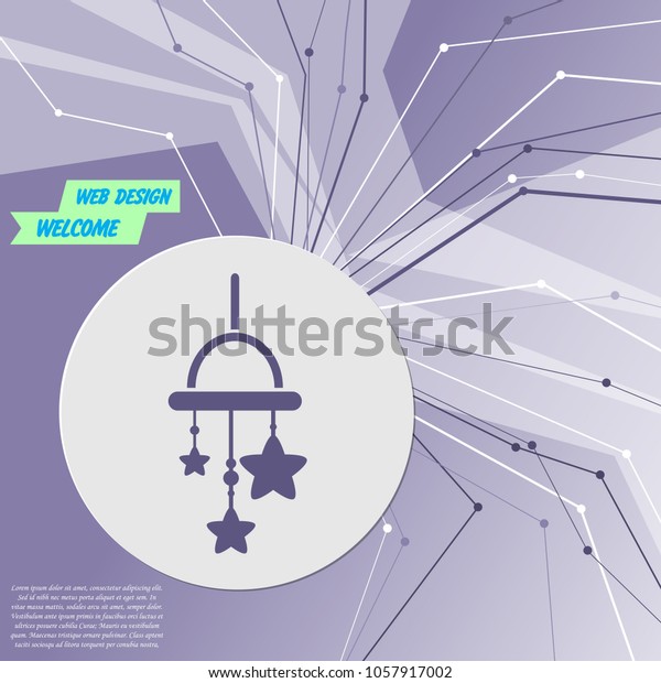 Baby crib hanging toy icon on purple\
abstract modern background. The lines in all directions. With room\
for your advertising. Vector\
illustration