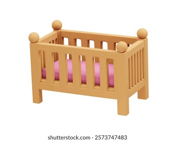 Baby crib icon 3d illustration