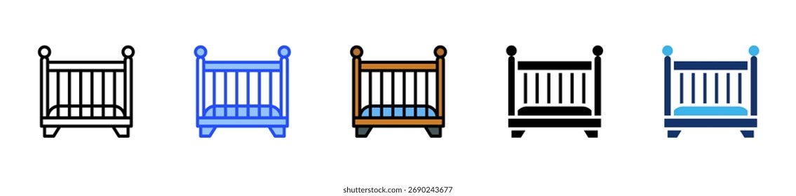 Colección del icono de la cuna del bebé con múltiples estilos