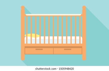 Baby crib icon. Flat illustration of baby crib vector icon for web design