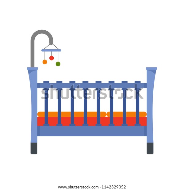 Baby Crib Icon Flat Illustration Baby Stock Vector Royalty Free