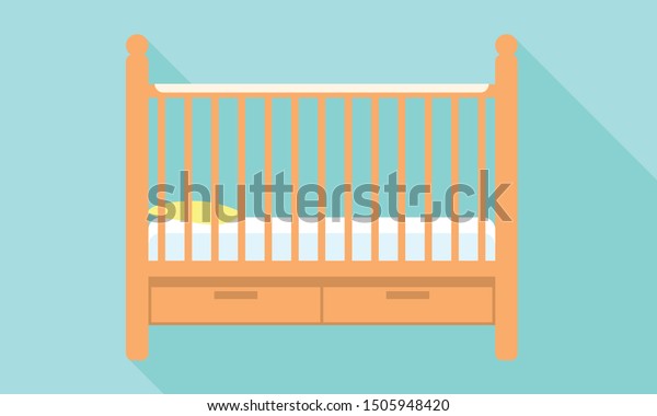 Baby Crib Icon Flat Illustration Baby Stock Vector Royalty Free