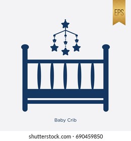 Baby Crib Icon Flat Isolated Illustration Design 
