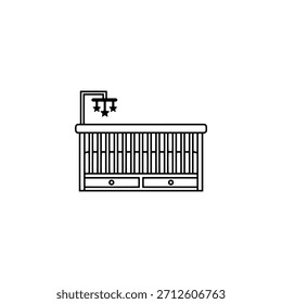 Diseño de Vector plano de icono de cuna de bebé.