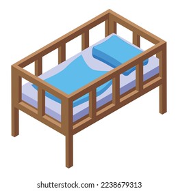 Baby crib icon isometric vector. Health milk. Mom care