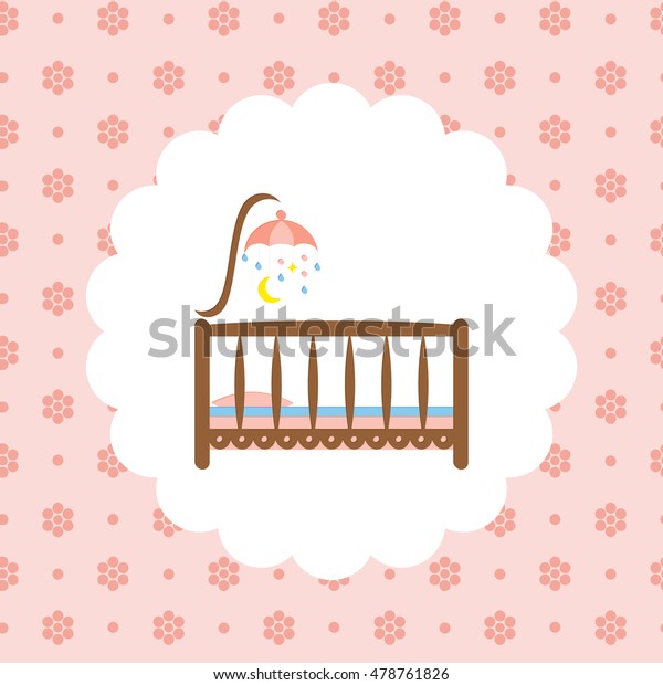 Baby Crib Icon On Floral Pattern Stock Vector Royalty Free 478761826