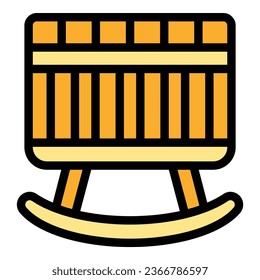 Baby crib icon outline vector. Sleep disorder. Time nap color flat