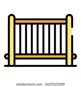 Baby crib icon. Outline baby crib vector icon color flat isolated