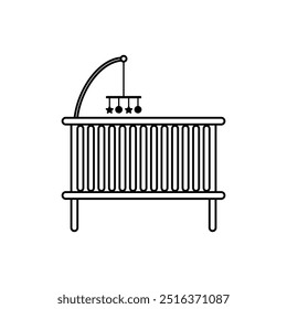 Icono de cuna de bebé Vector. Signo de ilustración de cuna. Símbolo o logotipo de la cuna.