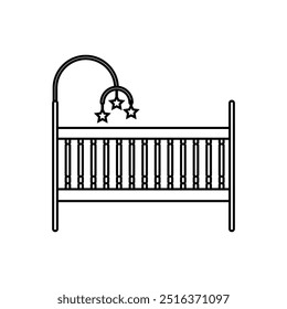 Baby crib icon vector. Cot illustration sign. Crib symbol or logo.