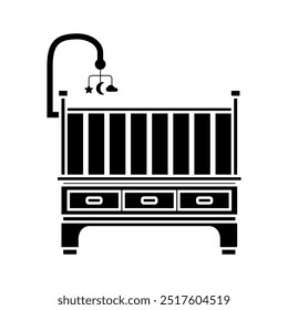 Baby crib icon vector. Cot illustration sign. Crib symbol or logo.