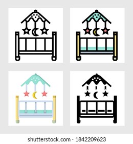 baby crib icon vector design in filled, thin line, outline and flat style.