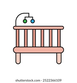 baby crib icon vector flat design illustration isolated white background