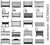 Baby crib icon vector set. Cot illustration sign collection. Crib symbol or logo.