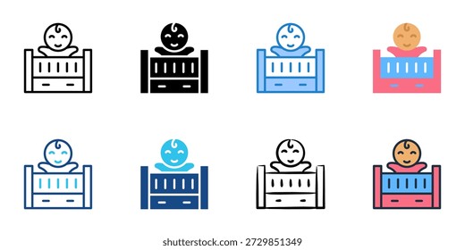 Iconos de la cuna del bebé fijan la colección múltiple del estilo. Trazo editable 
