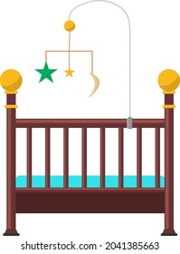 Baby crib, illustration, vector on white background.