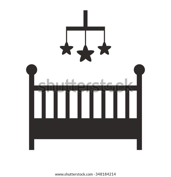 Baby Crib Isolated Black Silhouette Icon Stock Vektorgrafik