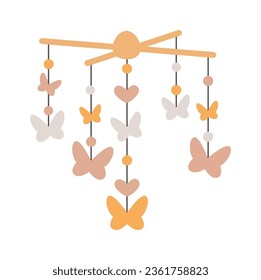 Baby Crib Mobile With Butterflies Vector Illustration