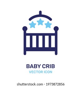 Baby Crib with mobile toy icon vector