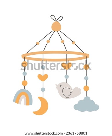 Baby Crib Mobile Vector Illustration