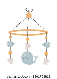 Baby Crib Mobile With Whale Vector Illustration