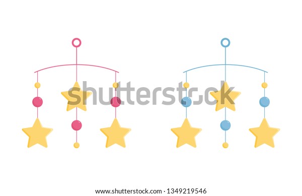 Baby Crib Mobile Yellow Stars Bed Stock Vector Royalty Free