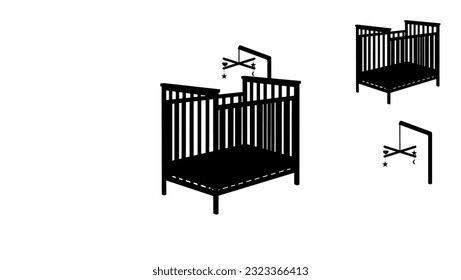Baby crib silhouette, high quality vector